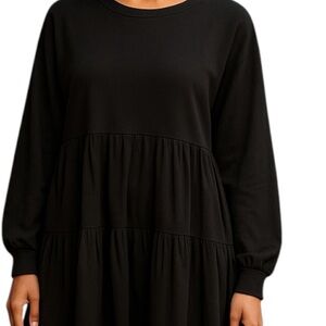 Chic Black Long Sleeve Dress, short in length